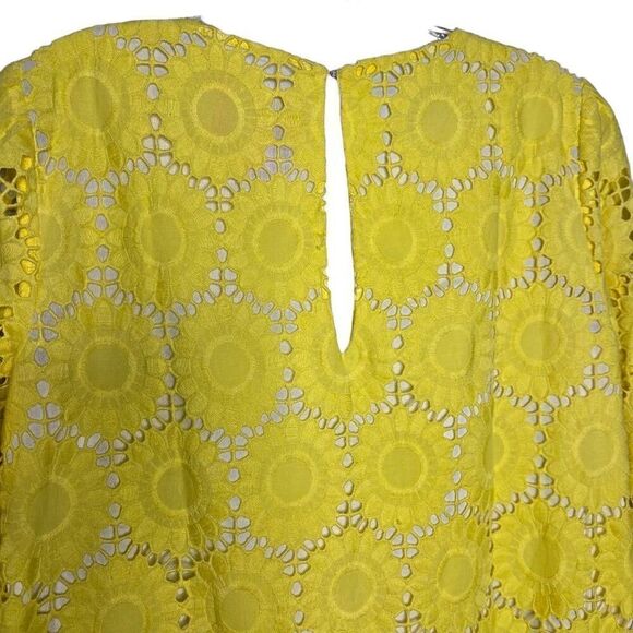 Lilly Pulitzer Mariella Dress Floral Scallop Eyelet Yellow Size 0 - Picture 10 of 12
